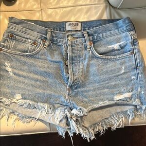 Agolde Blue Distressed Jean Shorts